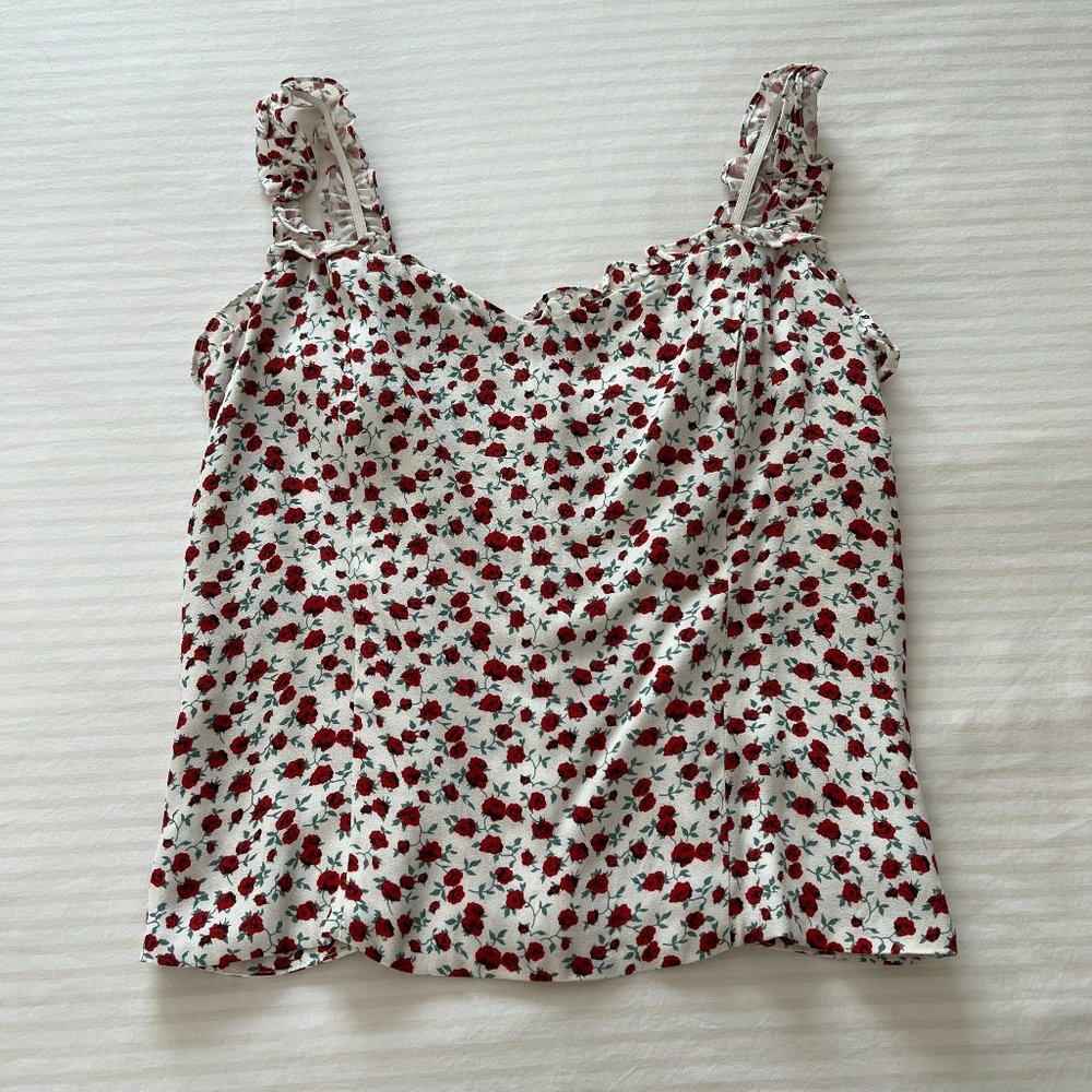 Reformation Floral Tank Top - Red and White